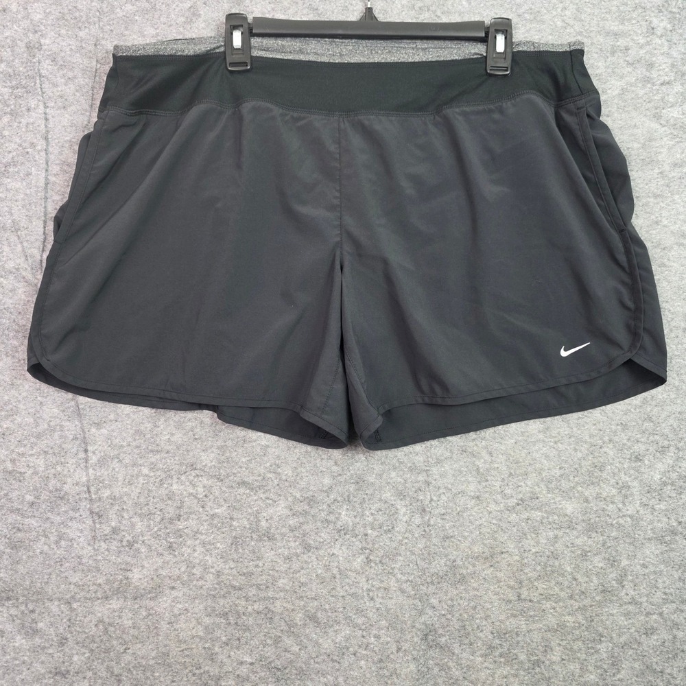 Nike Dri-FIT Womens Running Shorts Black Grey Waistband 1X 520497-011